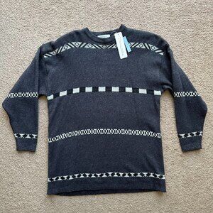 DonaTella Sweater Womens Large Wool Silk Blend NWT Crewneck Long Sleeve Grey